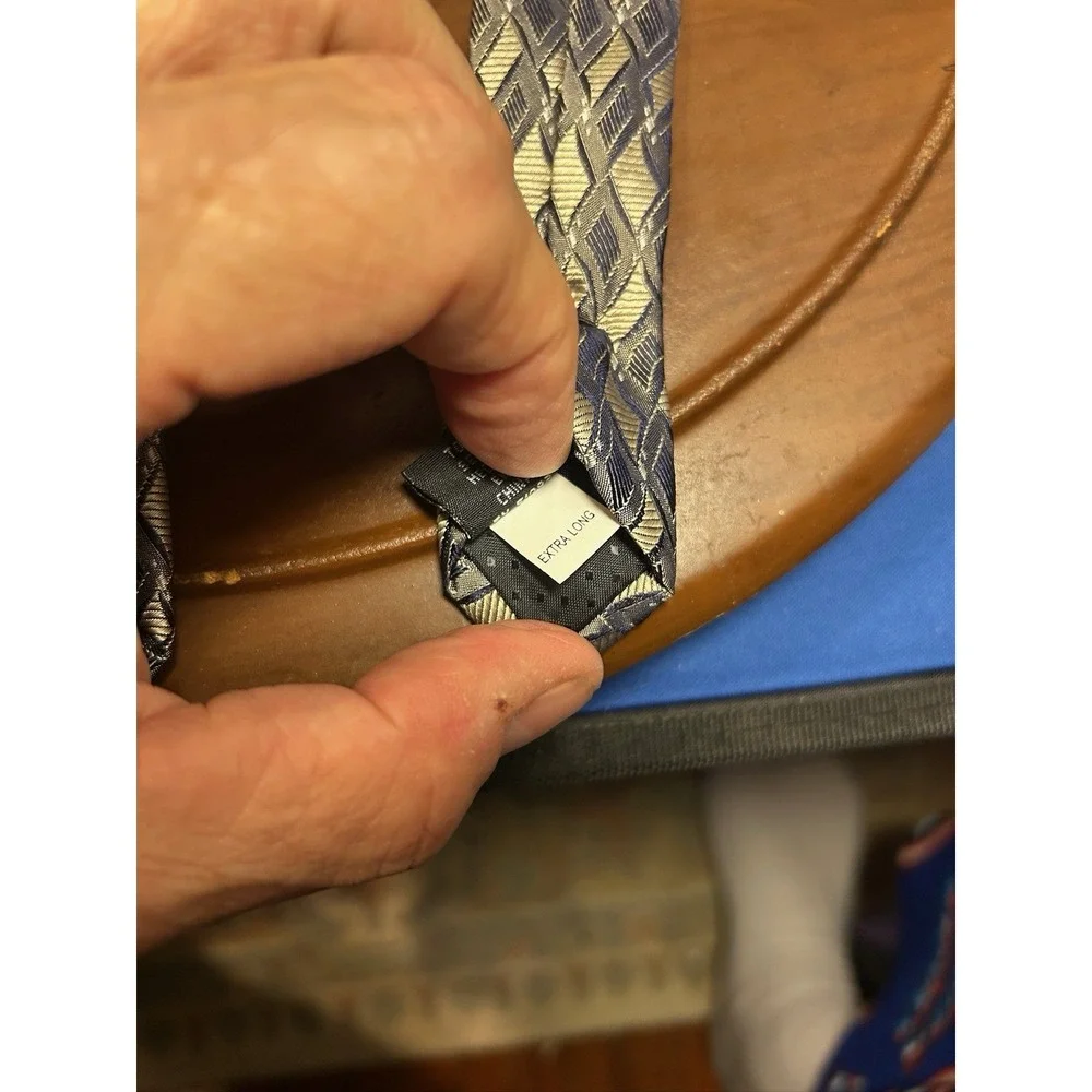 IV Front Silver Men's 100% Silk Tie‎ Abstract Geometric Necktie Extra Long